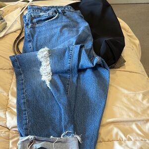 Good American Blue Distressed Ankle Jeans